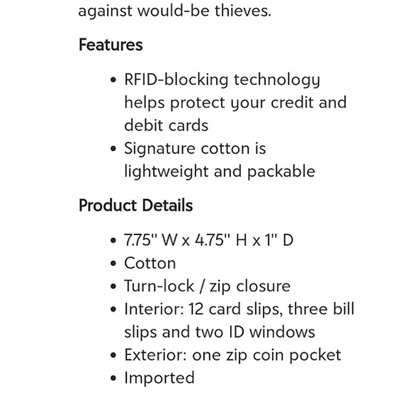 Vera Bradley travel floral wallet - Picture 8 of 8